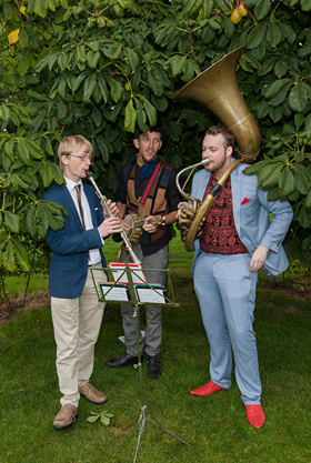 The Jelly Roll Jazz Band performing at a wedding ceremony in Henley-in-Arden, September 2017