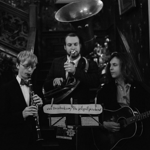 The Jelly Roll Jazz Band performing at a Lunar party in Highfield House, Driffield, Novemer 2018