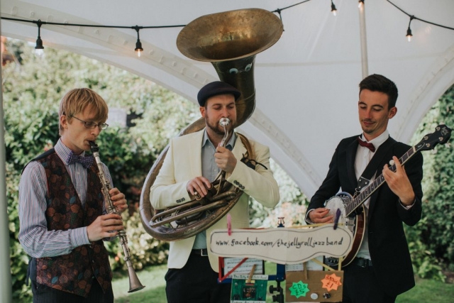The Jelly Roll Jazz Band performing at a wedding reception in Rous Lench, August 2018 (3)
