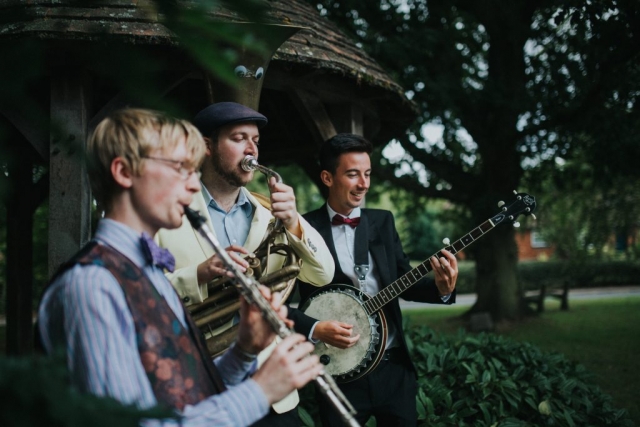 The Jelly Roll Jazz Band performing at a wedding reception in Rous Lench, August 2018 (2)