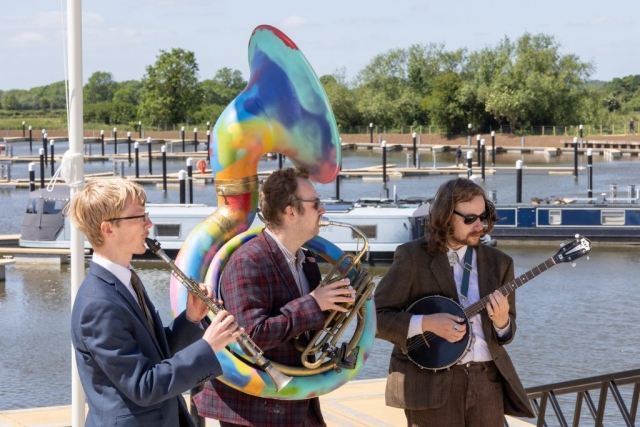The Jelly Roll Jazz Band, playing for the opening of Shakespeare Marina, Stratford-upon-Avon, May 2022.