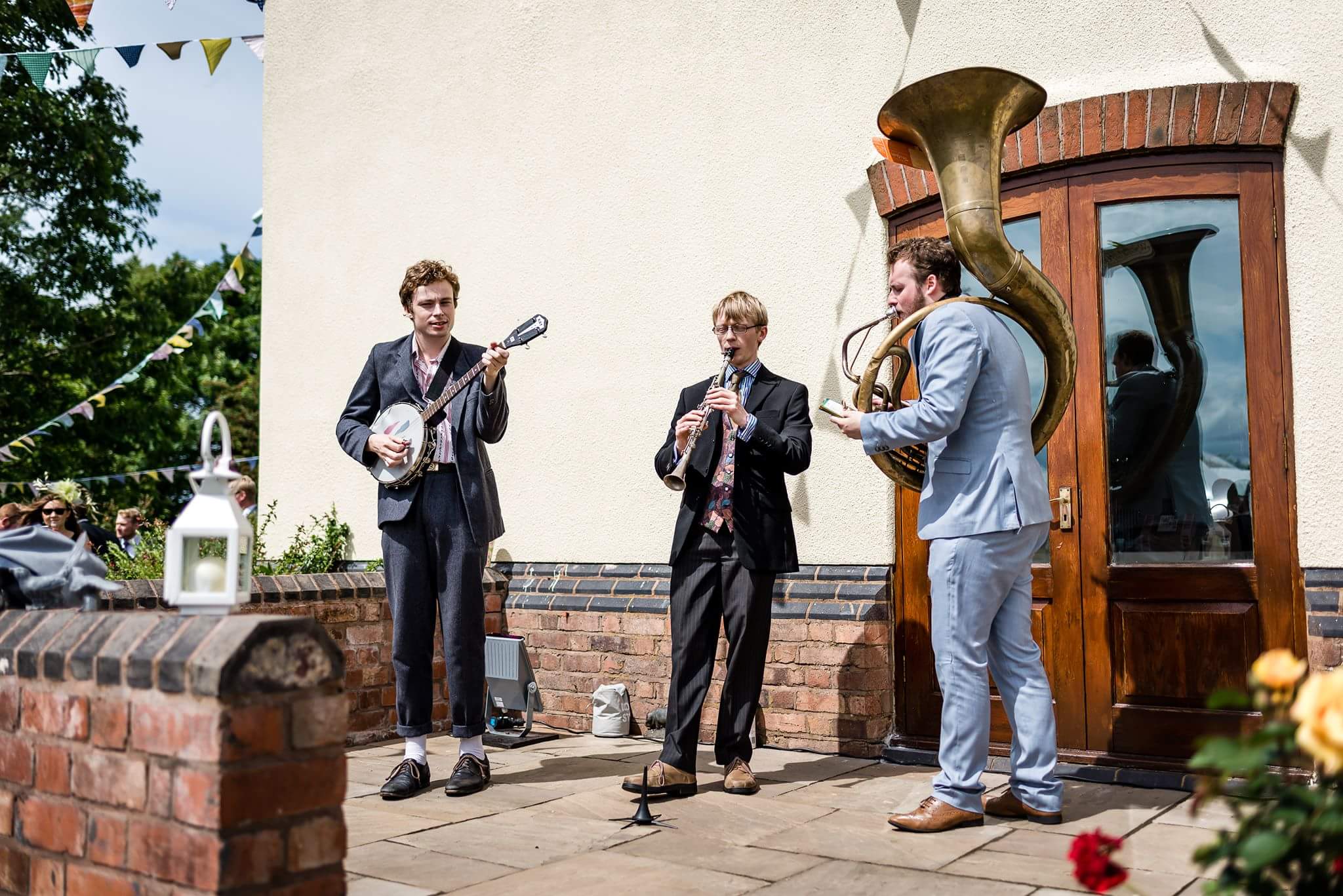 The Jelly Roll Jazz Band performing at a wedding reception in Stafford, July 2017
