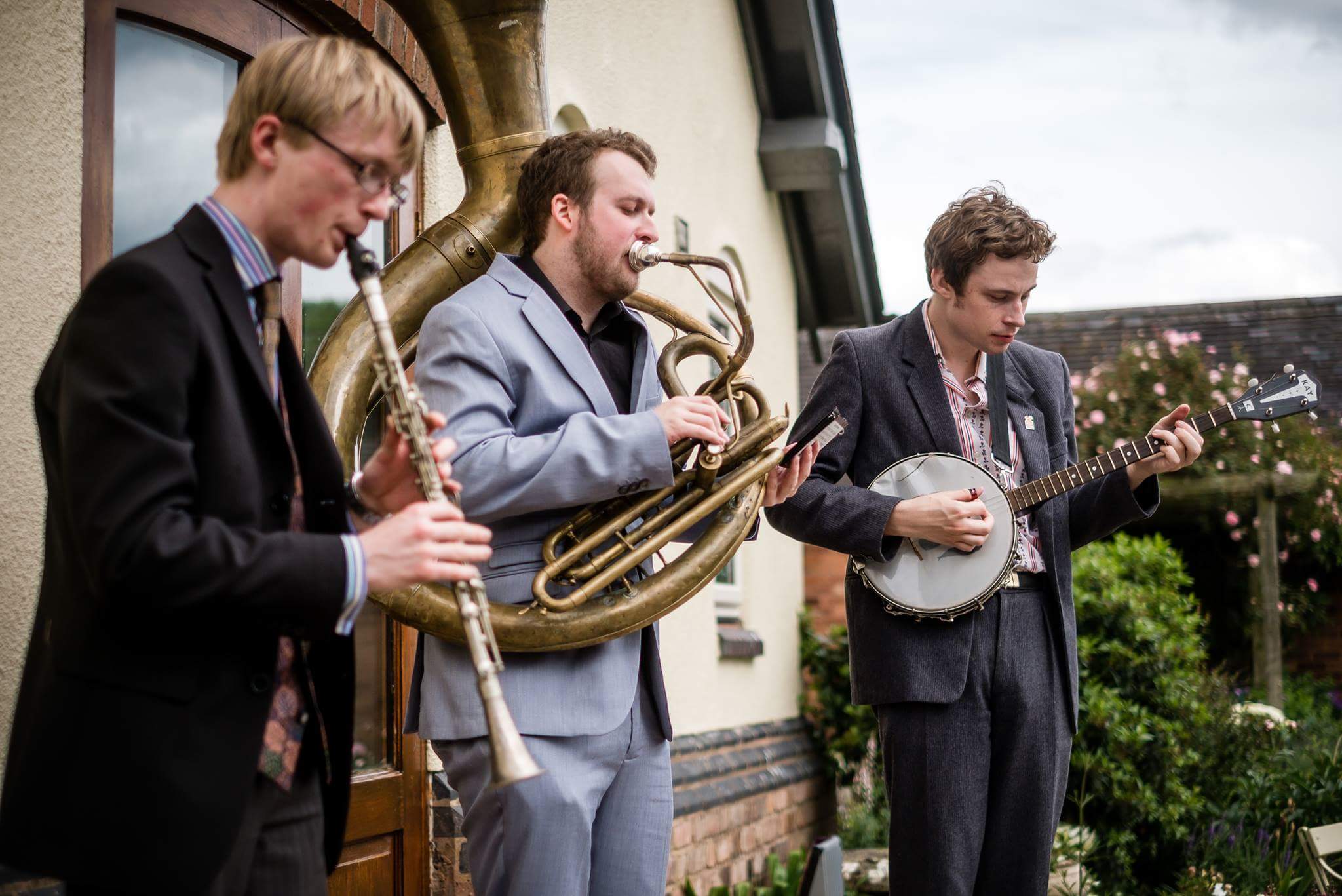 The Jelly Roll Jazz Band performing at a wedding reception in Stafford, July 2017 (2)