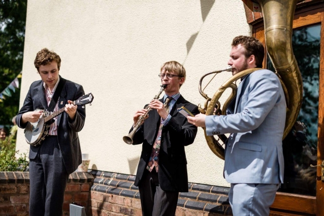 The Jelly Roll Jazz Band performing at a wedding reception in Stafford, July 2017 (3)
