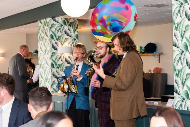 The Jelly Roll Jazz Band, tradding away at a wedding party near Dartmouth, March 2022.