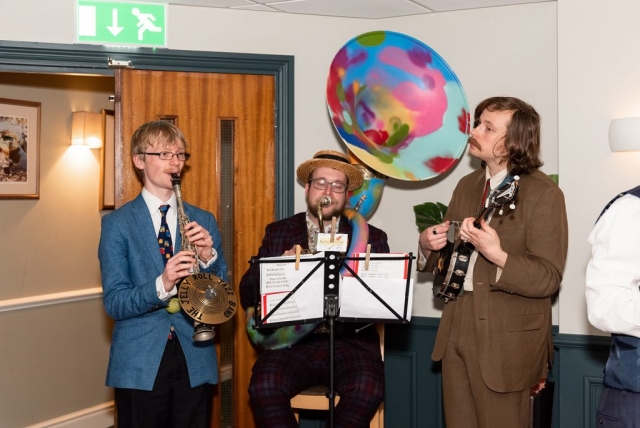 The Jelly Roll Jazz Band, tradding away at a wedding party near Dartmouth, March 2022.