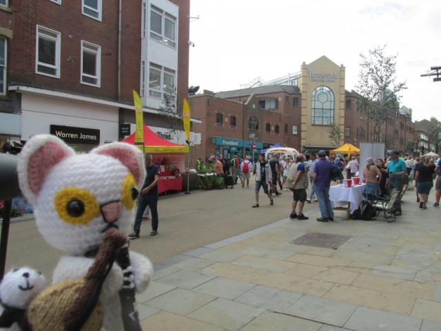 Clarence the Clarinet-Playing Cat and Boris the Bass-Playing Bear | Rotary Club of Scarborough Cavaliers charity market, Scarborough, August 2021