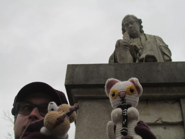 Clarence the Clarinet-Playing Cat and Boris the Bass-Playing Bear | Busking, Lichfield, January 2022