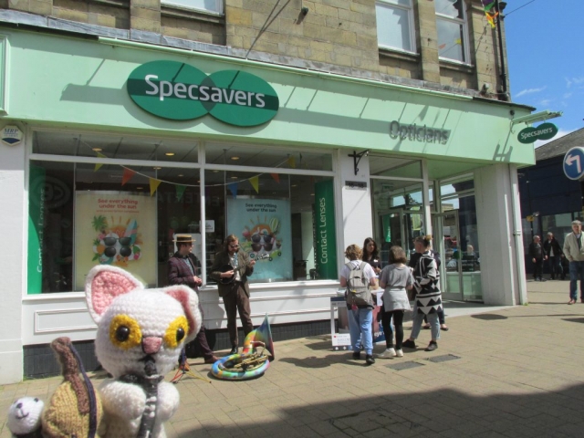 Clarence the Clarinet-Playing Cat and Boris the Bass-Playing Bear | Specsavers branch anniversary celebration, Harrogate, May 2022